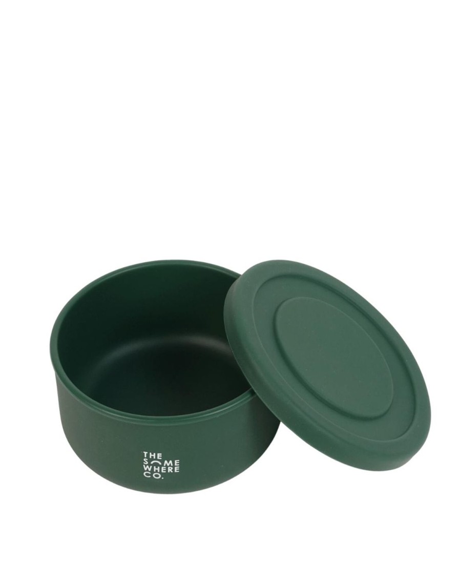 Lunch The Somewhere Co Silicone Lunch Boxes | Forest Green Round Silicone Lunch Box