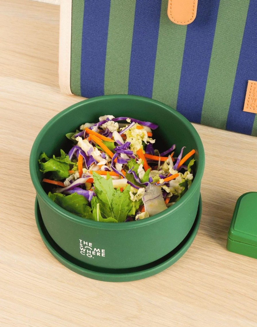 Lunch The Somewhere Co Silicone Lunch Boxes | Forest Green Round Silicone Lunch Box