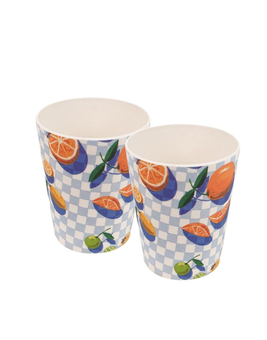 Picnic The Somewhere Co Bamboo Melamine Servingware | Sorrento Citrus Bamboo Melamine Tumblers