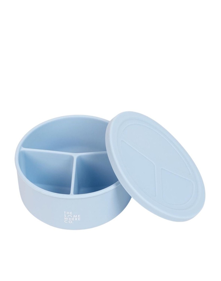 Lunch The Somewhere Co Silicone Lunch Boxes | Powder Blue Round Silicone Bento Lunch Box