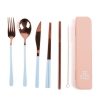 Lunch The Somewhere Co Cutlery Kits | Cutlery Kit - Rose Gold With Powder Blue Handle