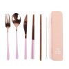 Lunch The Somewhere Co Cutlery Kits | Cutlery Kit - Rose Gold With Lilac Handle