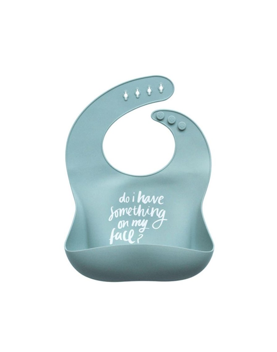 Mini The Somewhere Co Silicone Bibs | Silicone Baby Bib - Something On My Face (Sage)