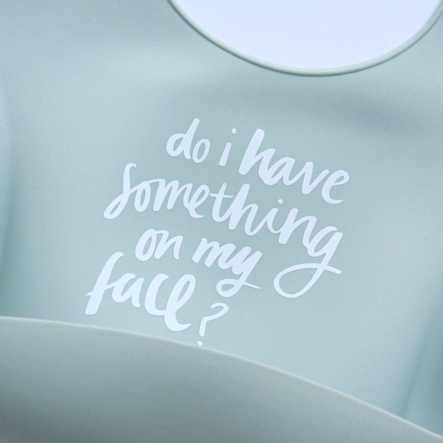 Mini The Somewhere Co Silicone Bibs | Silicone Baby Bib - Something On My Face (Sage)