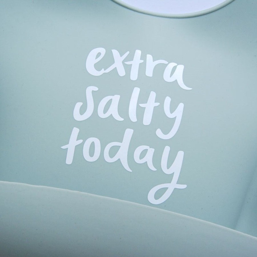 Mini The Somewhere Co Silicone Bibs | Silicone Baby Bib - Extra Salty Today (Sage)