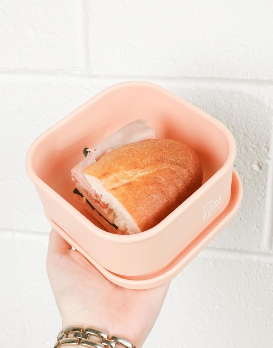 Lunch The Somewhere Co Silicone Lunch Boxes | Blush Square Silicone Lunch Box