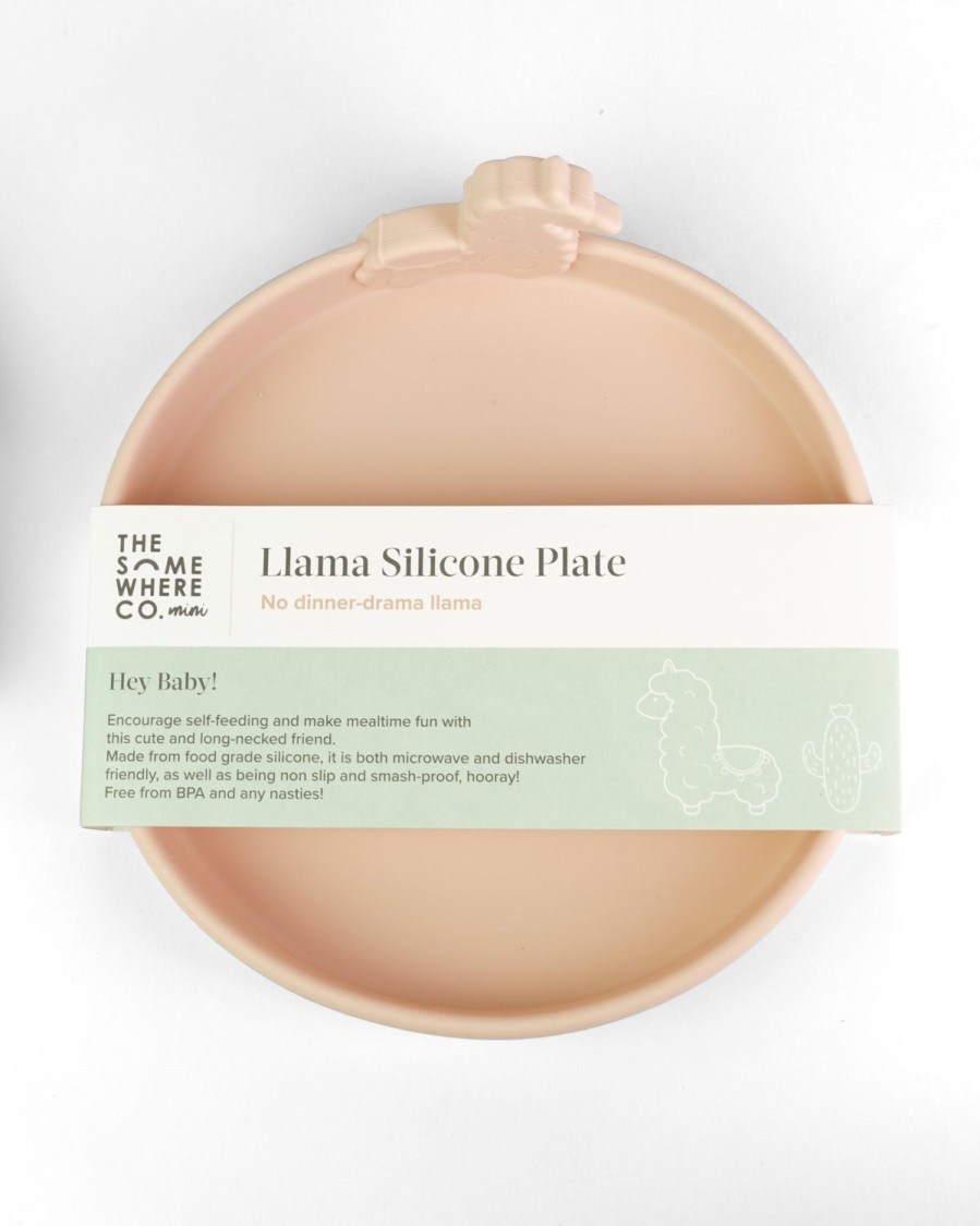 Mini The Somewhere Co Silicone Bowls | Llama Silicone Plate (Blush)