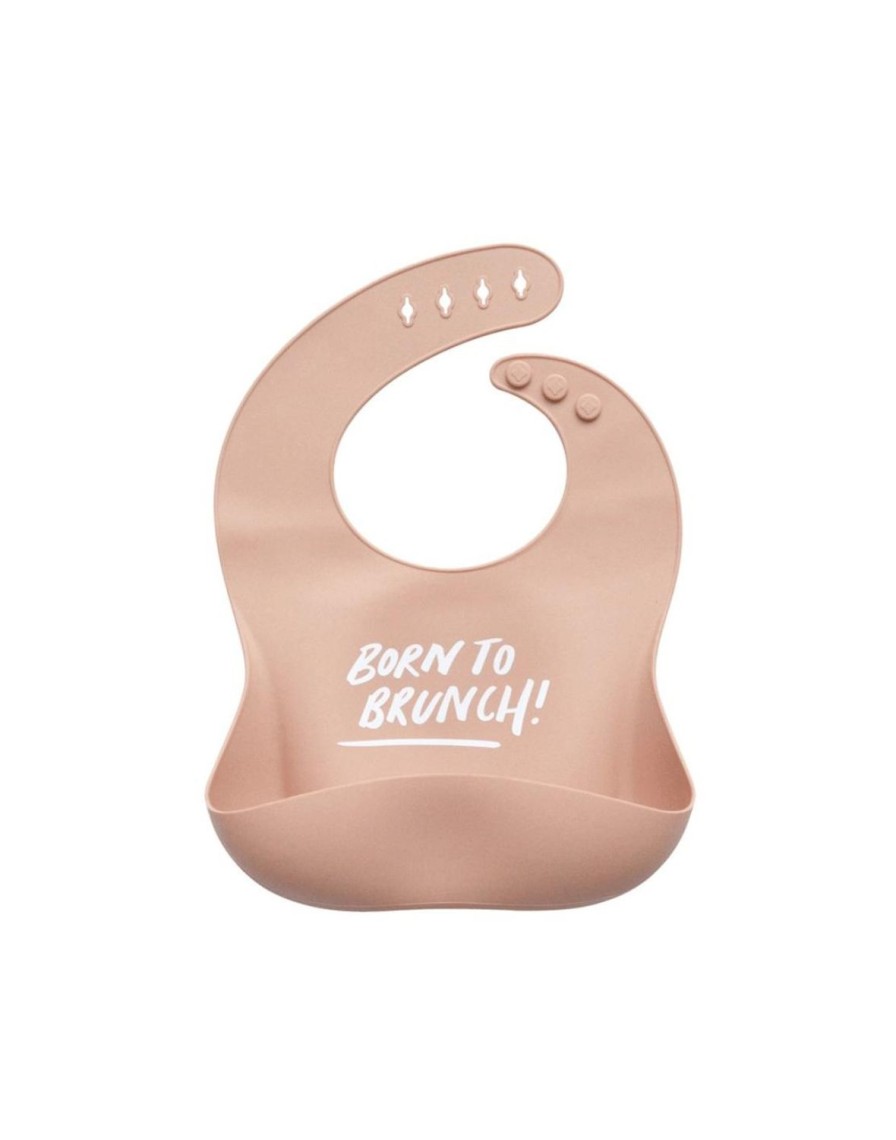 Mini The Somewhere Co Silicone Bibs | Silicone Baby Bib - Born To Brunch (Blush)