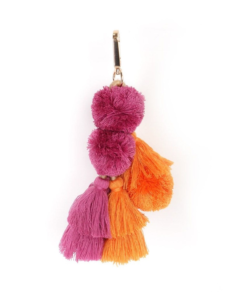 Bags + Accessories The Somewhere Co Pom Poms | Large Pom Pom Pink & Orange