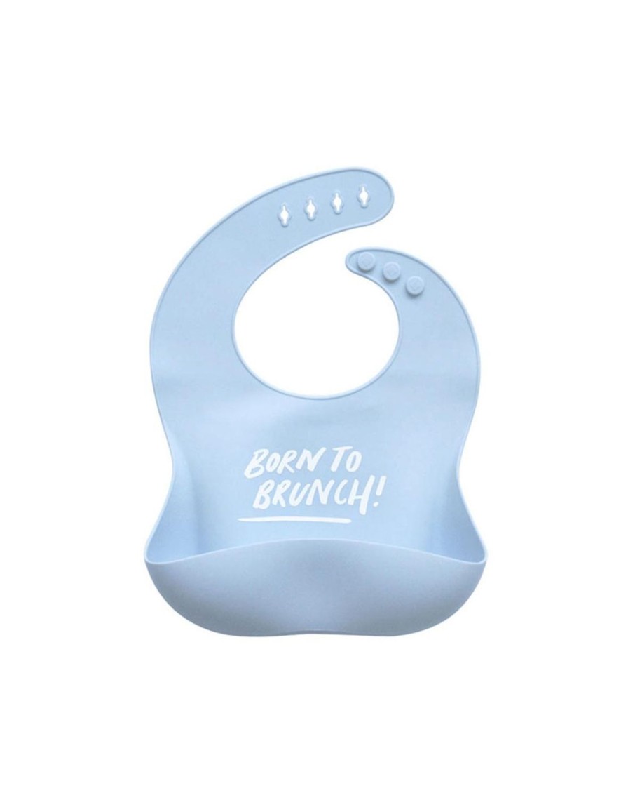 Mini The Somewhere Co Silicone Bibs | Silicone Baby Bib - Born To Brunch (Duck Egg)