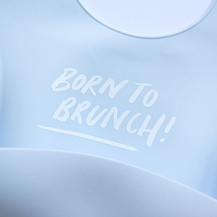 Mini The Somewhere Co Silicone Bibs | Silicone Baby Bib - Born To Brunch (Duck Egg)