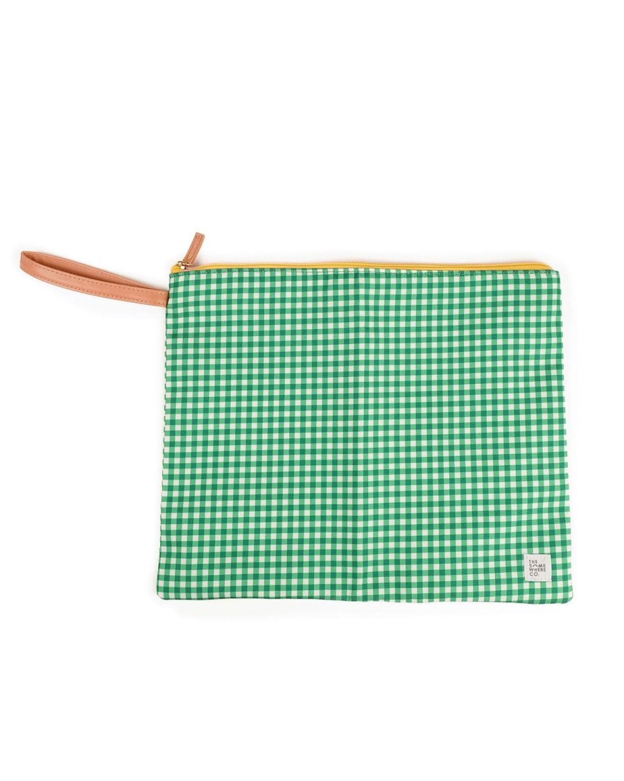 Bags + Accessories The Somewhere Co Wet Bags | Green Gingham Large Wet Bag