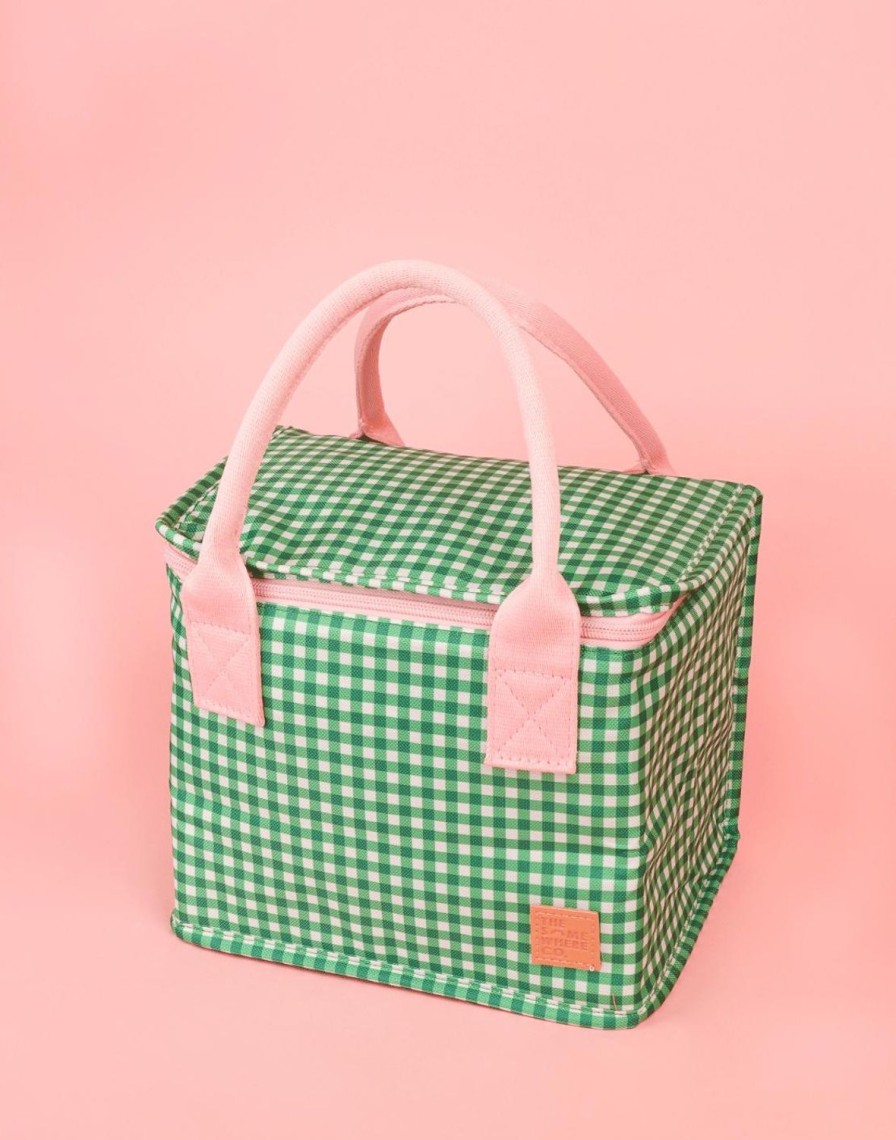 Lunch The Somewhere Co Lunch Bags | Green Gingham Lunch Bag