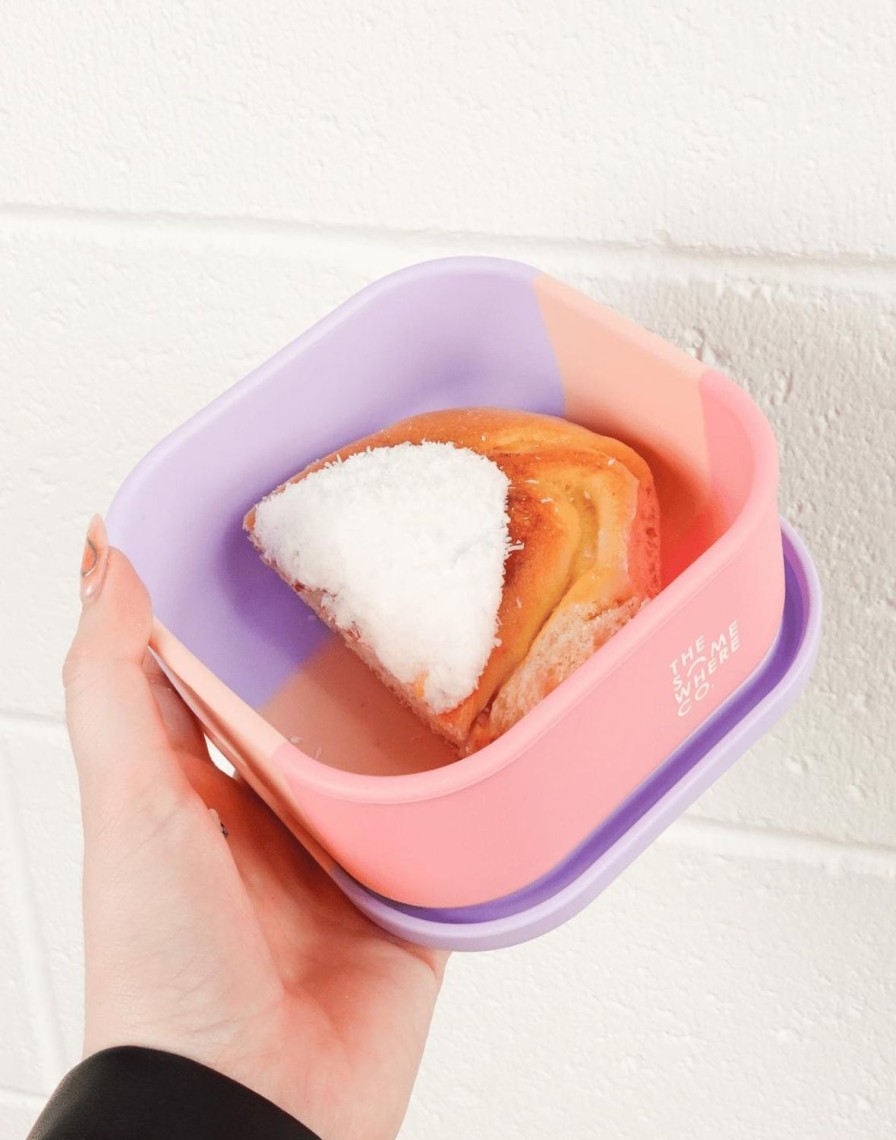 Lunch The Somewhere Co Silicone Lunch Boxes | Cotton Candy Square Silicone Lunch Box