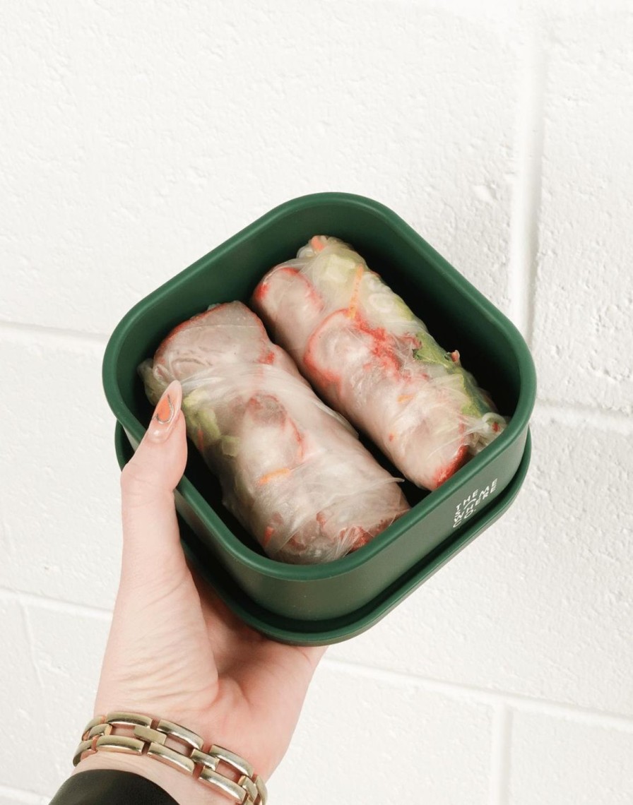 Lunch The Somewhere Co Silicone Lunch Boxes | Forest Green Square Silicone Lunch Box