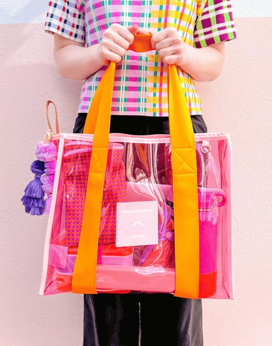 Bags + Accessories The Somewhere Co Cheeky Tote | Orange & Pink Cheeky Tote Bag