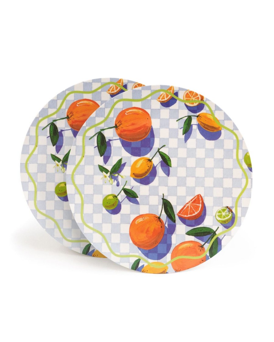 Picnic The Somewhere Co Bamboo Melamine Servingware | Sorrento Citrus Bamboo Melamine Plates