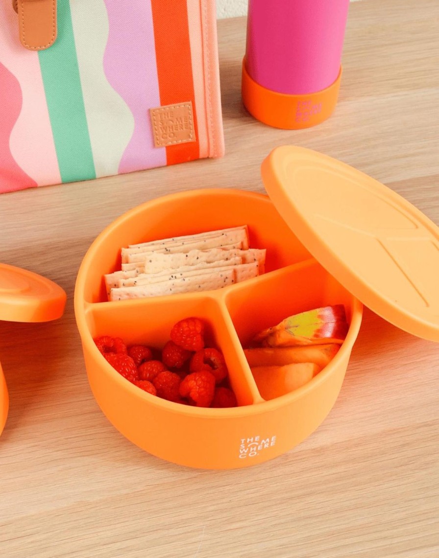 Lunch The Somewhere Co Silicone Lunch Boxes | Apricot Round Silicone Bento Lunch Box