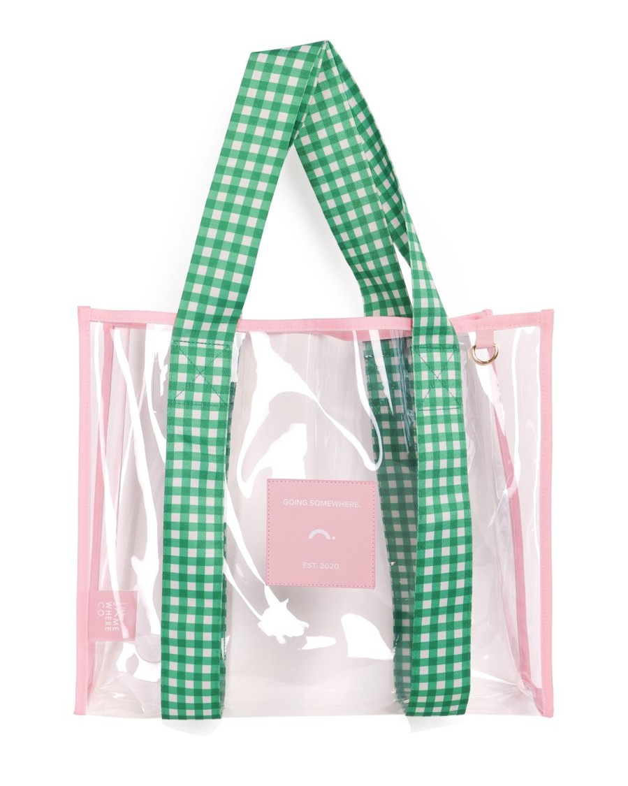 Bags + Accessories The Somewhere Co Cheeky Tote | Pink & Green Cheeky Tote Bag