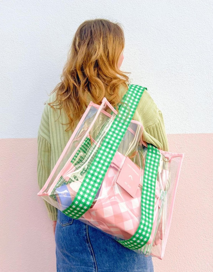 Bags + Accessories The Somewhere Co Cheeky Tote | Pink & Green Cheeky Tote Bag