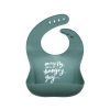 Mini The Somewhere Co Silicone Bibs | Silicone Baby Bib - Pretty Fly (Moss)